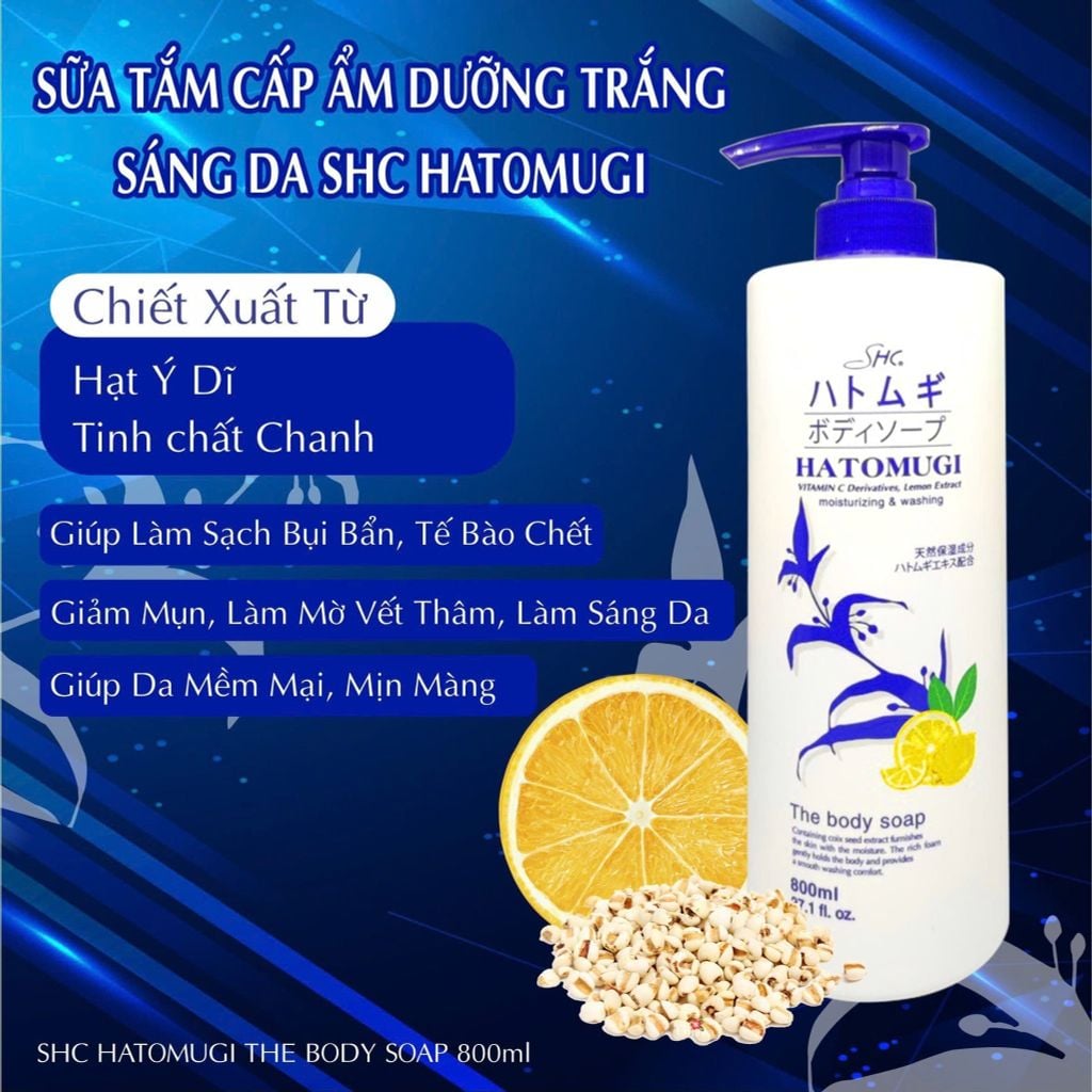 Sữa Tắm Sáng Da Hatomugi 800ml (Quả Yuzu)