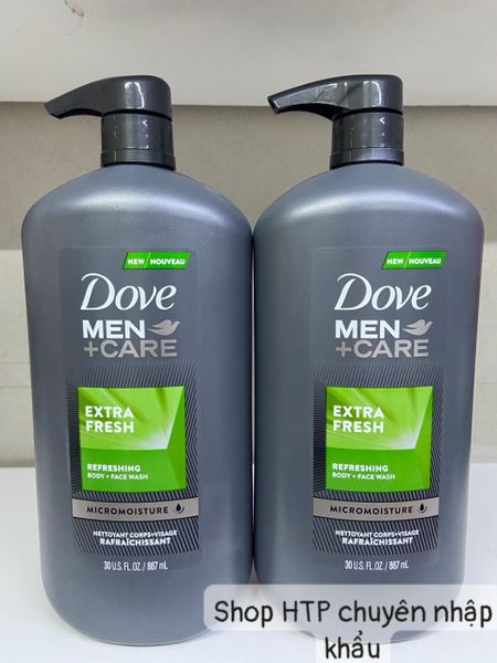 Combo 2 chai Sữa tắm & rửa mặt cho nam Dove Men Care - EXTRA FRESH 887ml