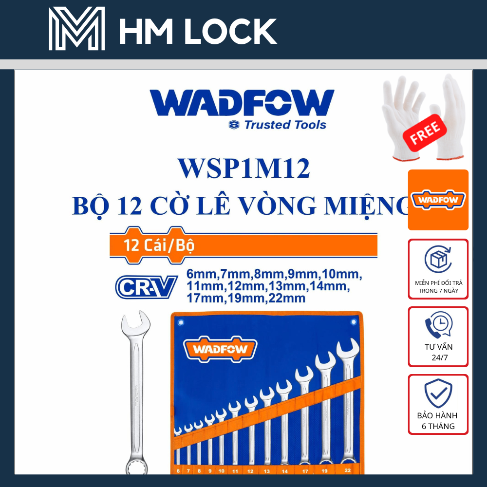 BỘ 12 CỜ LÊ VÒNG MIỆNG THÉP CR-V WADFOW - HÀNG CHÍNH HÃNG - WSP1M12
