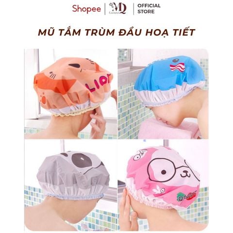 Mũ Tắm, Nón Tắm Trùm Đầu Hoạ Tiết Ngẫu Nhiên