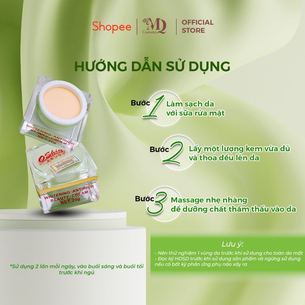 Kem Dưỡng Da OSHIYA Dưỡng Trắng & Ngừa Lão Hoá 20G - Tái Tạo Da, Se Khít Lỗ Chân Lông, Trắng Sáng Tự Nhiên