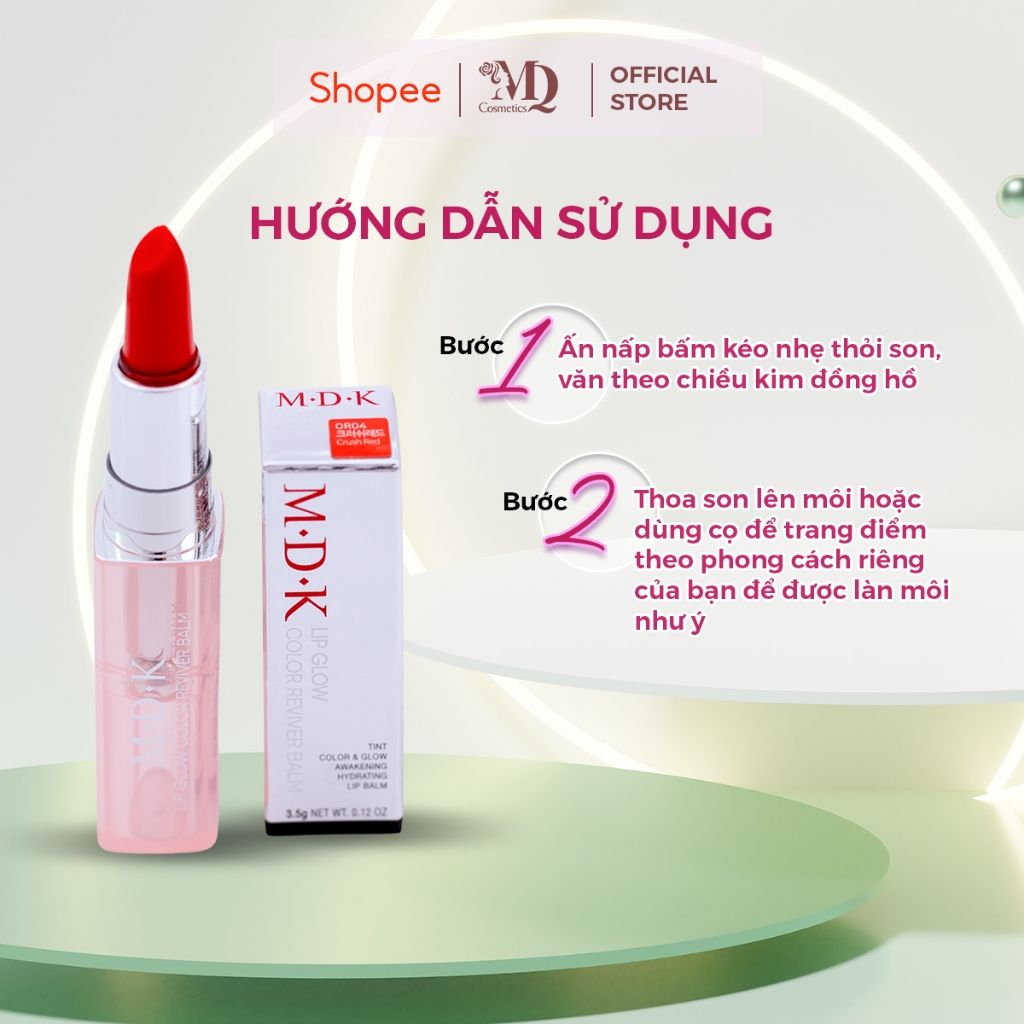 Son Thỏi Lì M.D.K Son Chiết Xuất Vitamin & Sáp Ong 3.5G - Dưỡng Ẩm Mềm Mịn & Lâu Trôi - 07 Màu Sắc Thời Trang