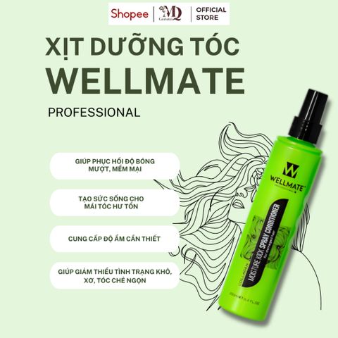 Xịt Dưỡng Phục Hồi Tóc Hư Tổn Wellmate Moisture Kick Spray Conditioner Dung Tích 250ml