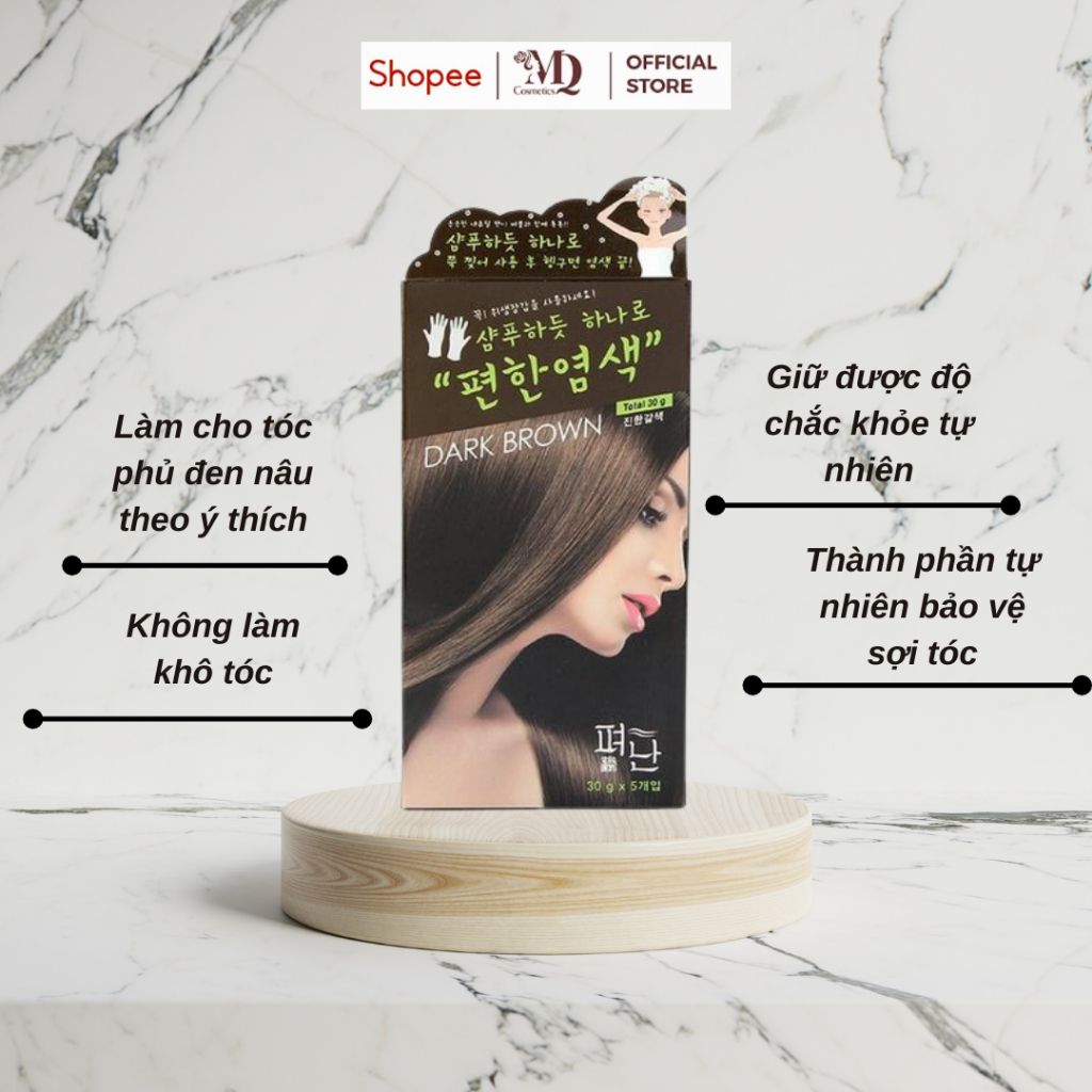 Dầu Gội Khô Nhuộm Tóc Màu Nâu, Dưỡng Tóc Hàn Quốc Dung Tích 150g