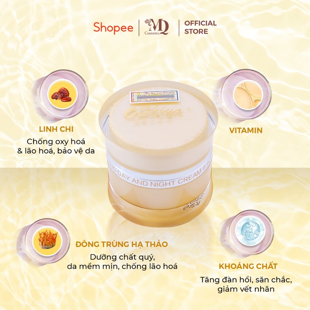 Kem Dưỡng Da OSHIYA Tinh Chất Collagen LingZhi Đông Trùng Hạ Thảo 20G - Hỗ Trợ Cải Thiện Nám, Tàn Nhang, SPF50++