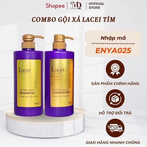 Combo Gội Xả Lacei Extra Rich Dưỡng Ẩm Cho Tóc Khô 800ml