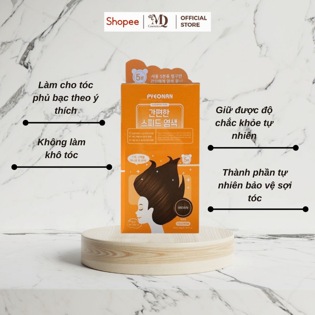 Dầu Gội Khô Nhuộm Tóc Màu Nâu, Dưỡng Tóc Hàn Quốc Dung Tích 150g