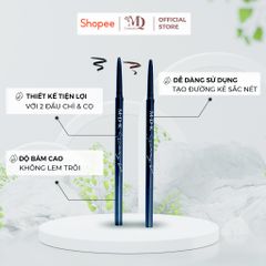 Chì Kẻ Chân Mày & Mí Mắt Cao Cấp M.D.K Skinny - Thiết Kế 2 Đầu Tiện Lợi, Sắc Nét & Chống Nước, Màu Đen/ Nâu