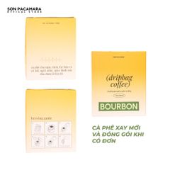 Cà Phê Phin Giấy Sơn Pacamara Gói Bourbon, Xay Mới, 100% Arabica, Vị Chua Sáng, Túi 14gr / Hộp 10 Túi