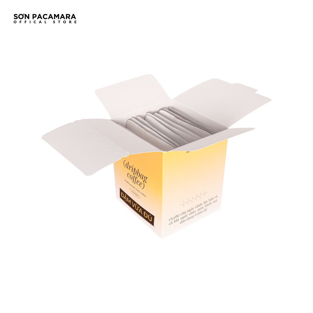 Cà Phê Phin Giấy Sơn Pacamara Gói Đậm Vừa Đủ, Xay Mới, 50% Arabica 50% Robusta, Đậm Vị, Túi 14gr / Hộp 10 Túi