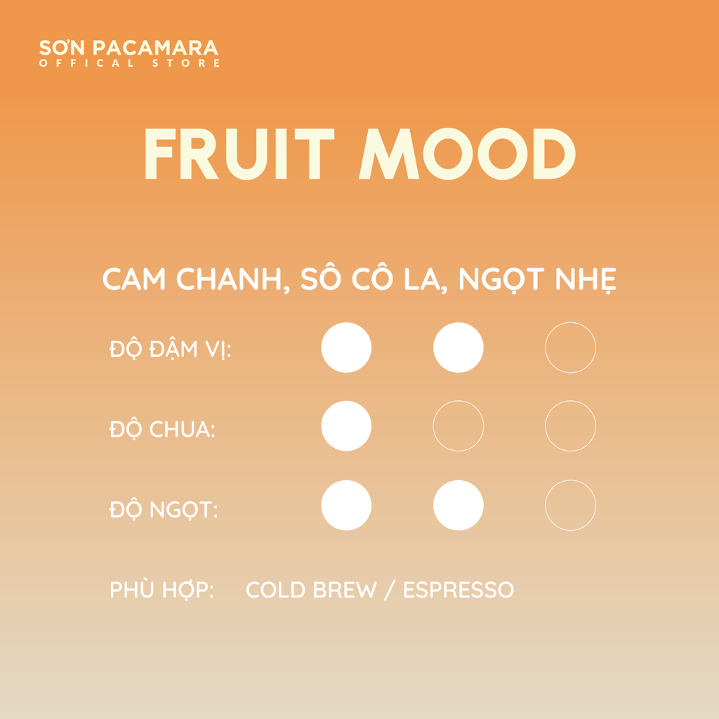 Cà Phê Cold Brew Gói Fruit Mood, Special Blend, 100% Specialty Coffee, Hương Trái Cây, Vị Đầm, Rang Vừa, Gói 250gr / 500gr