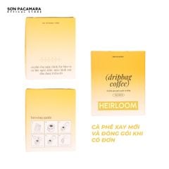 Cà Phê Phin Giấy Sơn Pacamara Gói Heirloom, Xay Mới, 100% Arabica, Vị Nhẹ Tinh Tế, Túi 14gr / Hộp 10 Túi