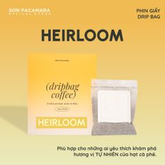 Cà Phê Phin Giấy Sơn Pacamara Gói Heirloom, Xay Mới, 100% Arabica, Vị Nhẹ Tinh Tế, Túi 14gr / Hộp 10 Túi