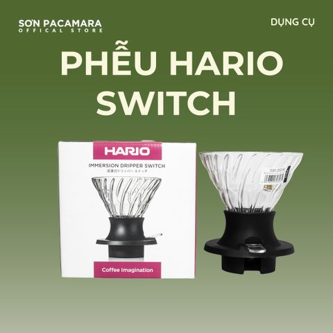 Phễu Pha Cà Phê V60 Switch Hario - Thuỷ Tinh Trong Suốt, Có Lẫy Đóng Mở Cho Nước Chảy