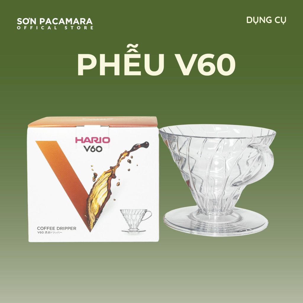 Phễu pha cà phê V60 Hario - Nhựa Trong Suốt - 2 Cup - Bền, Phù Hợp Pha Cà Phê Tại Nhà Và Camping