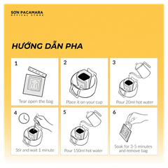 Cà Phê Phin Giấy Sơn Pacamara Gói Đậm Vừa Đủ, Xay Mới, 50% Arabica 50% Robusta, Đậm Vị, Túi 14gr / Hộp 10 Túi