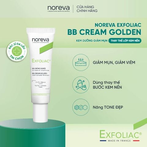  Noreva Exfoliac BB Cream Golden 30ml – Kem dưỡng giảm mụn, thay thế kem nền 
