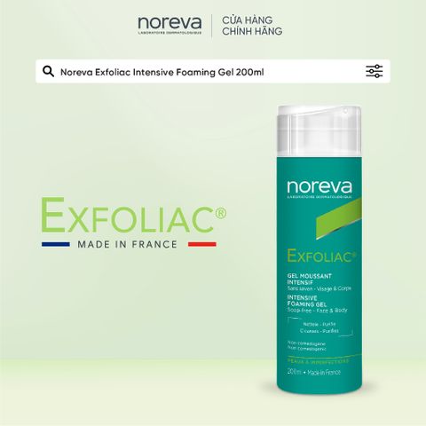  Gel rửa mặt sạch hỗ trợ làm sâu dịu nhẹ cho da dầu mụn Noreva Exfoliac Intensive Foaming 200ML 