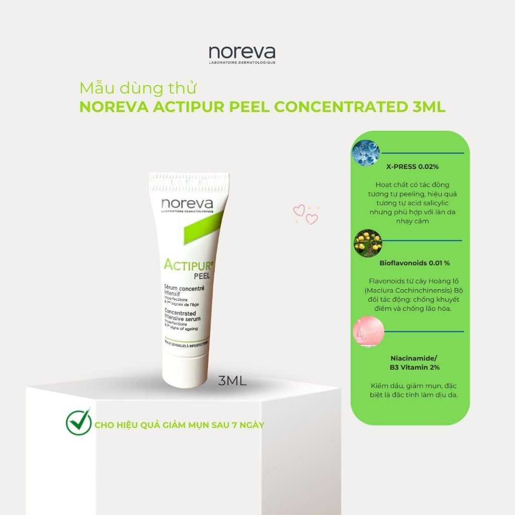  [MẪU DÙNG THỬ] Serum kiềm dầu giảm mụn Noreva Actipur Peel Concentrated 3ML 
