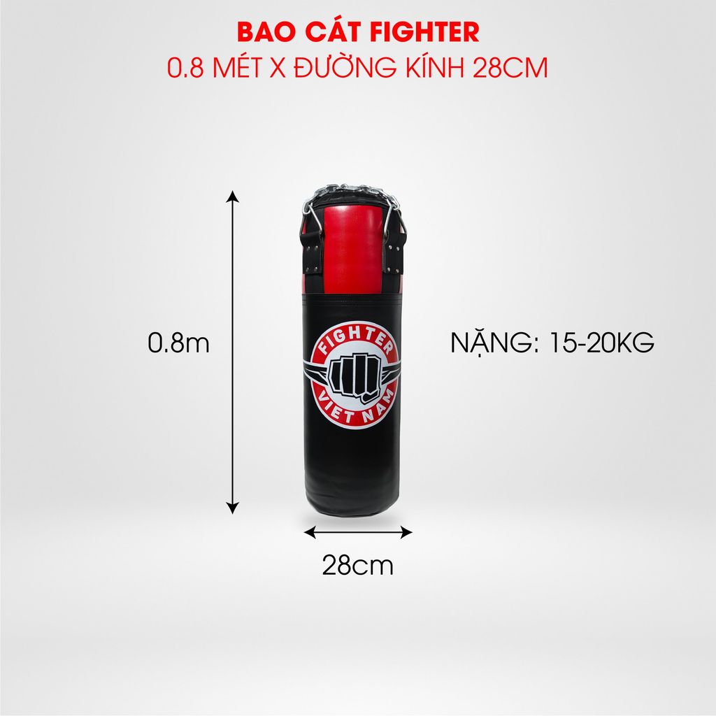 Bao Cát Fighter 0.8m, 1.0m, 1.2m x ĐK 36cm - Đỏ Đen