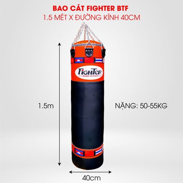 Bao Cát Fighter BTF Cao Cấp 1.5 mét x đường kính 40cm, nặng 50-55kg