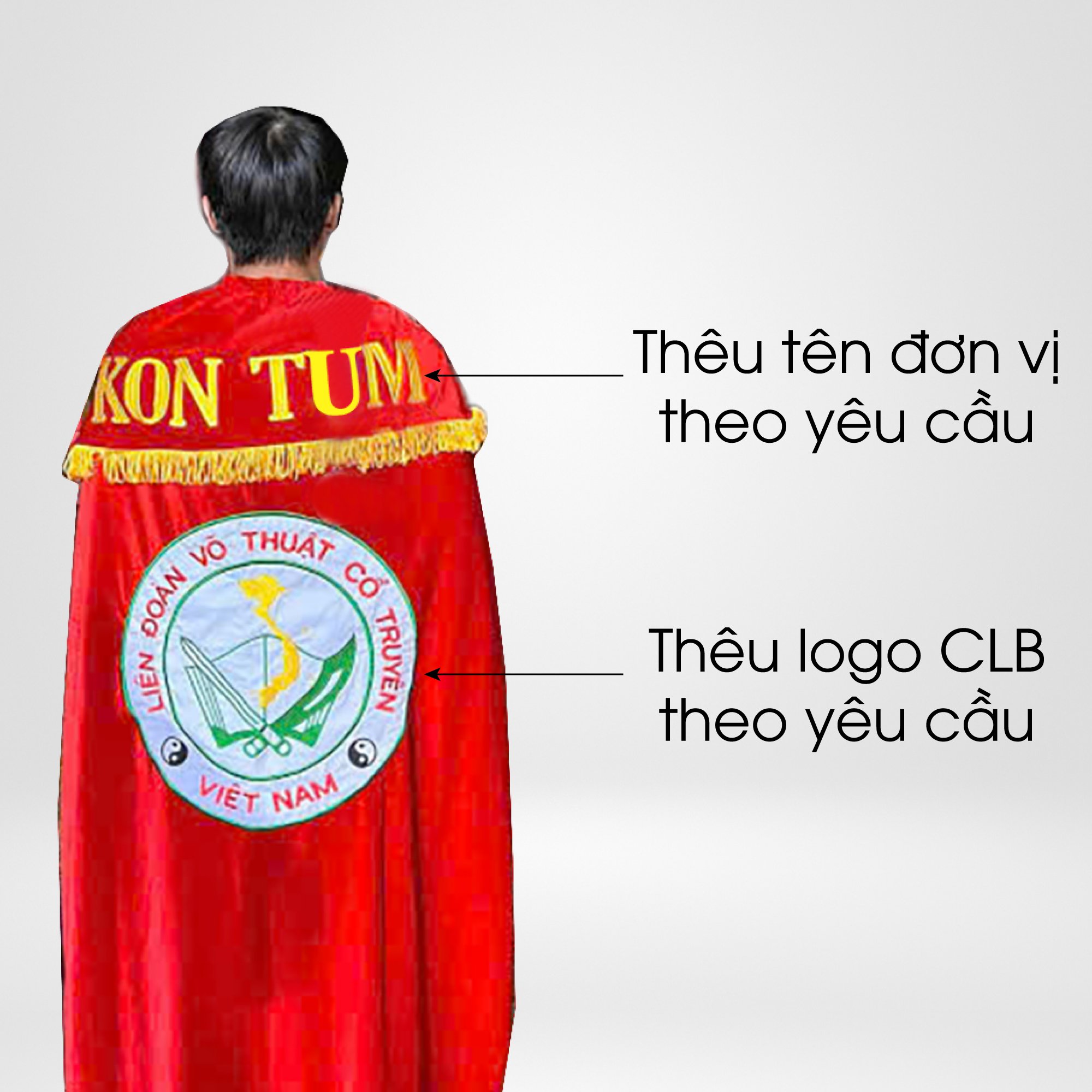 Áo Choàng Thêu Võ Cổ Truyền, VOCOTRUYEN - Chữ, Logo Thêu