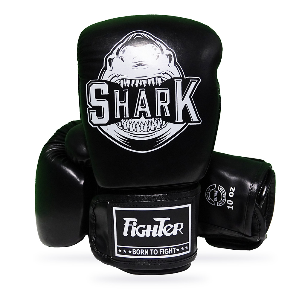 Combo | Găng Boxing Fighter Shark - Băng Quấn Đa Tay - Túi Rút Fighter 36cm x 48cm | Black