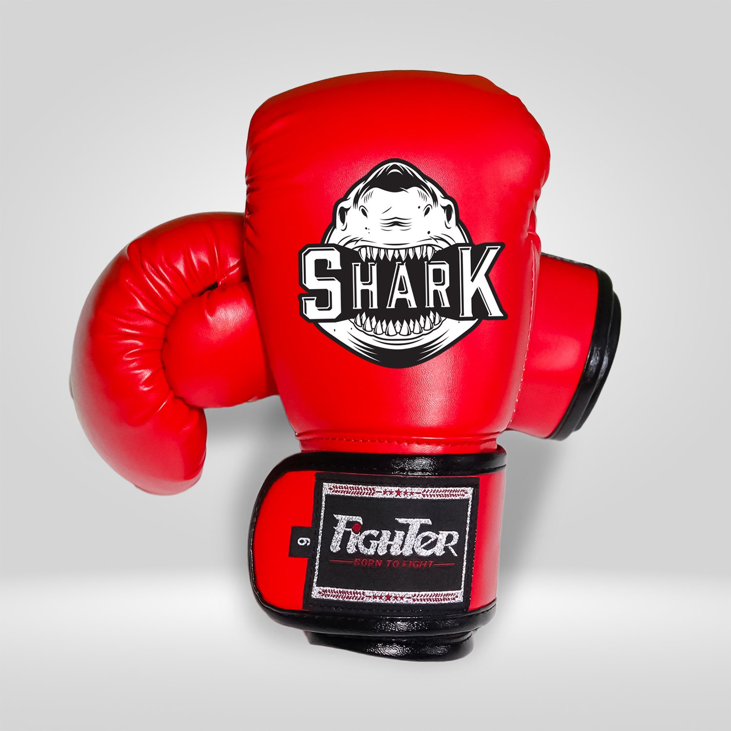 Găng Boxing Fighter Shark Trẻ Em Đỏ - 6oz