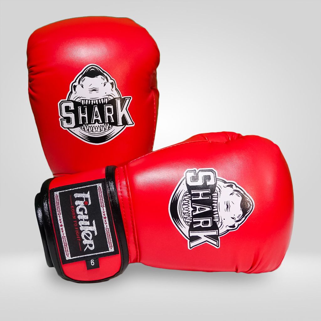 Găng Boxing Fighter Shark Trẻ Em Đỏ - 6oz