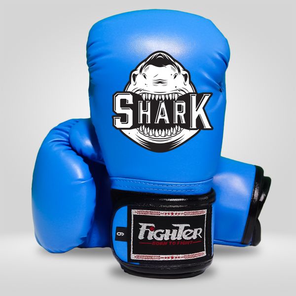 Găng Boxing Fighter Shark Trẻ Em Xanh - 6oz