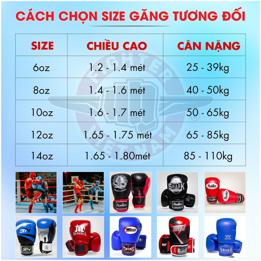 Găng Fighter K1 (Xanh - Đỏ -  Đen)