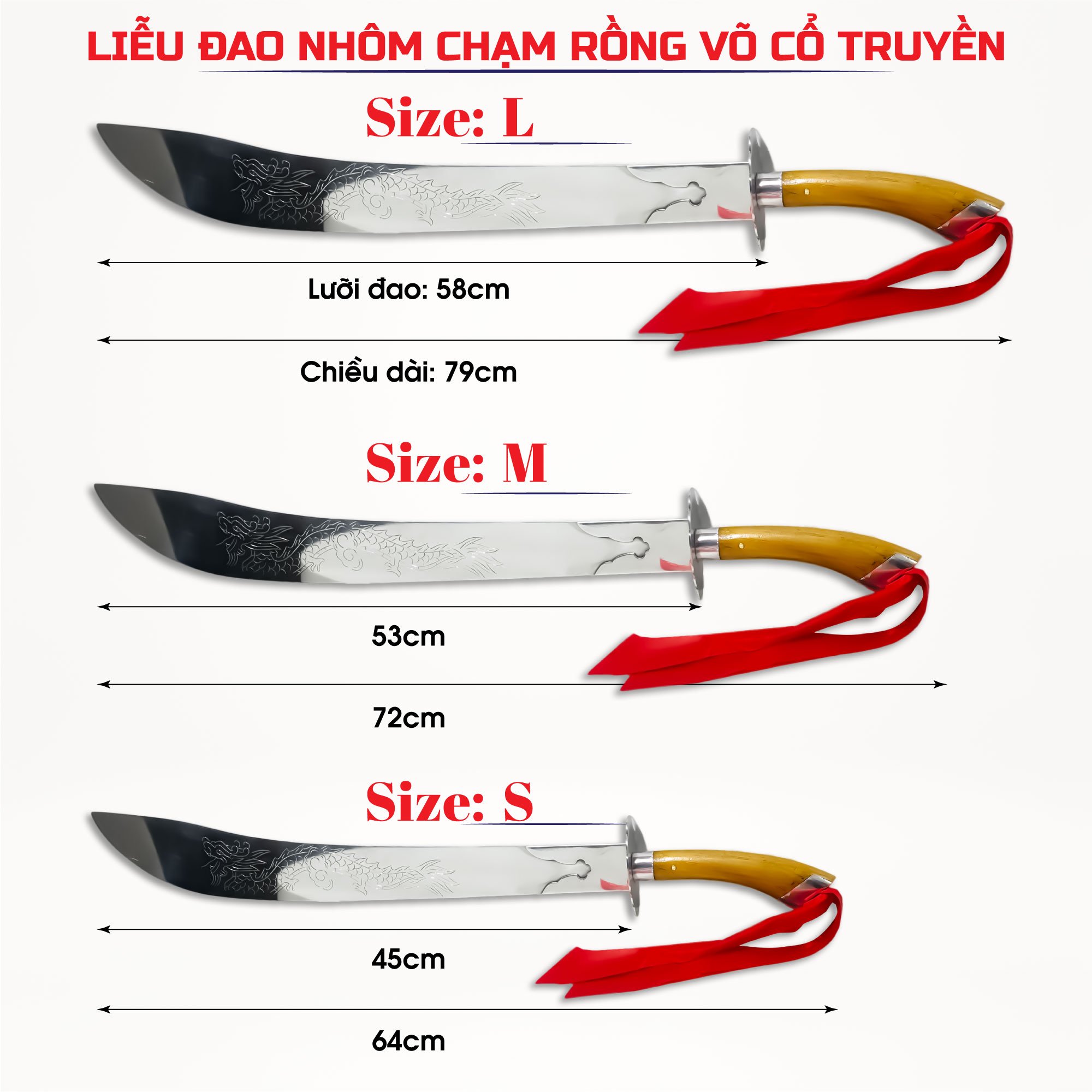 Liễu Đao Nhôm Chạm Rồng Phượng