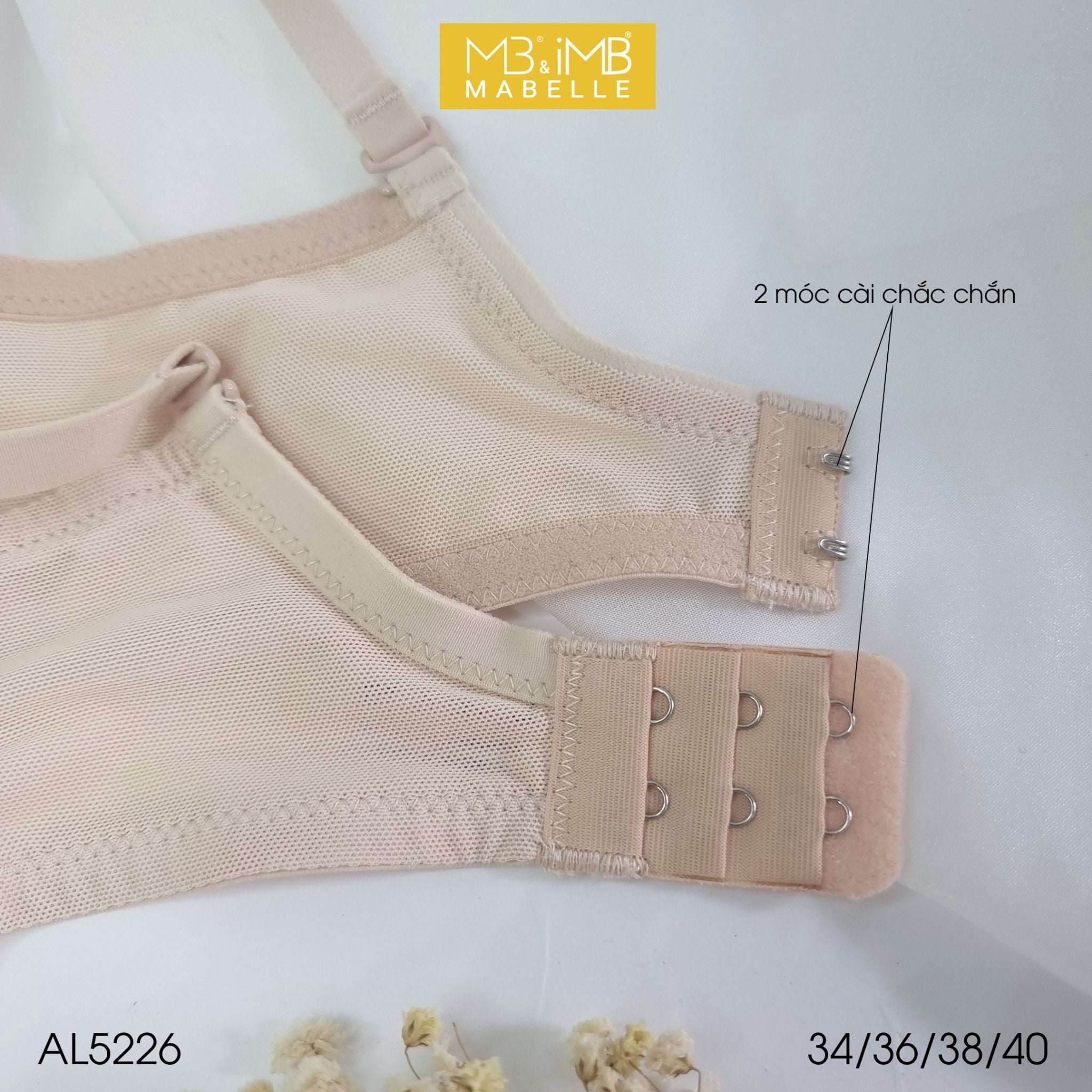 Áo ngực có gọng mút vừa lưng lưới 2 lớp MB 5226 2 móc