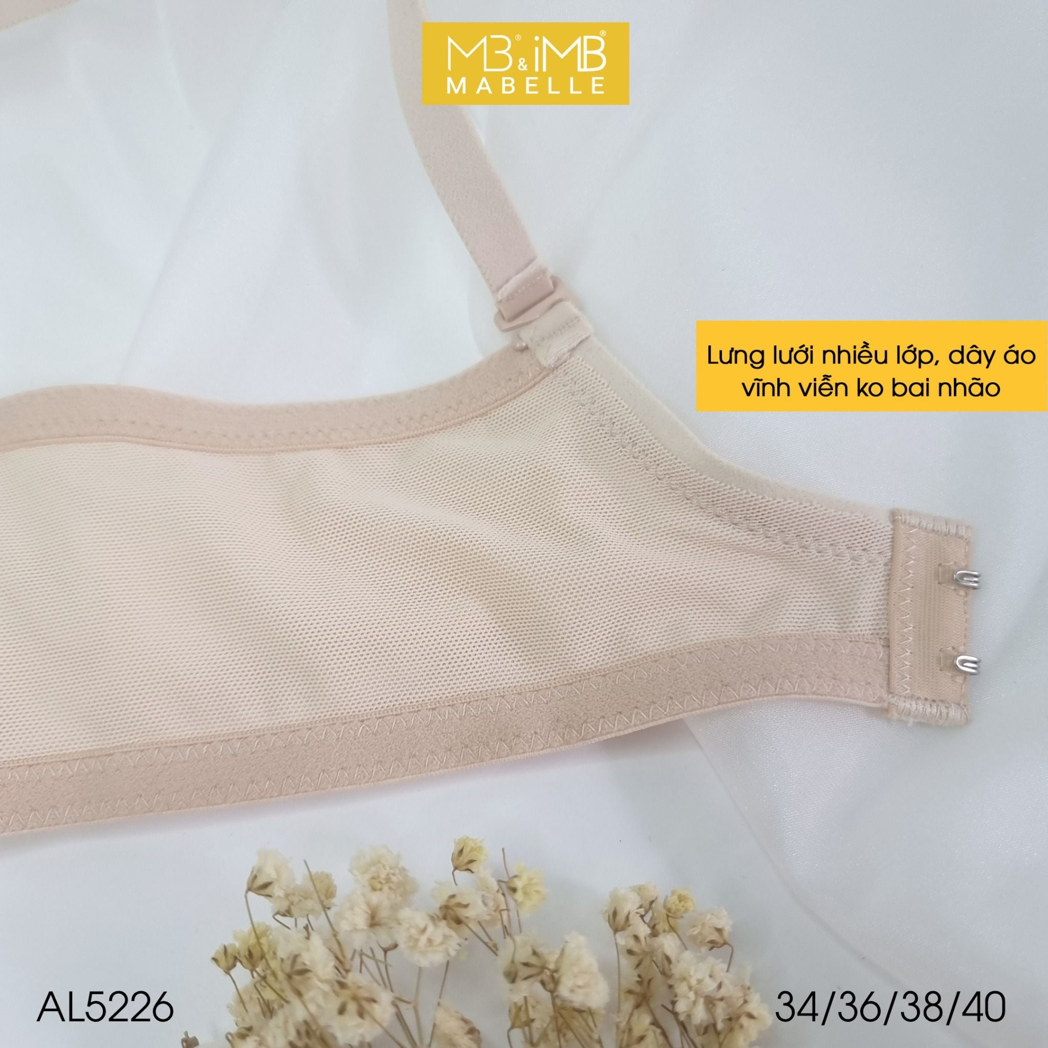 Áo ngực có gọng mút vừa lưng lưới 2 lớp MB 5226 2 móc