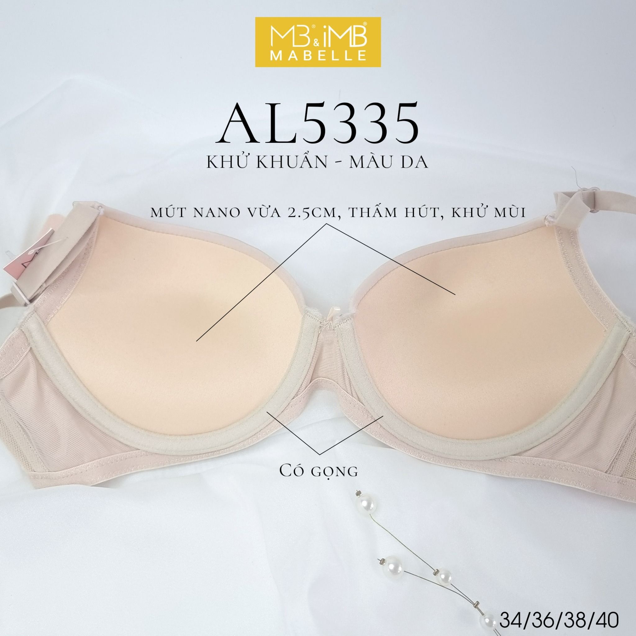 Áo ngực có gọng mút vừa lưng lưới 5335 2 móc