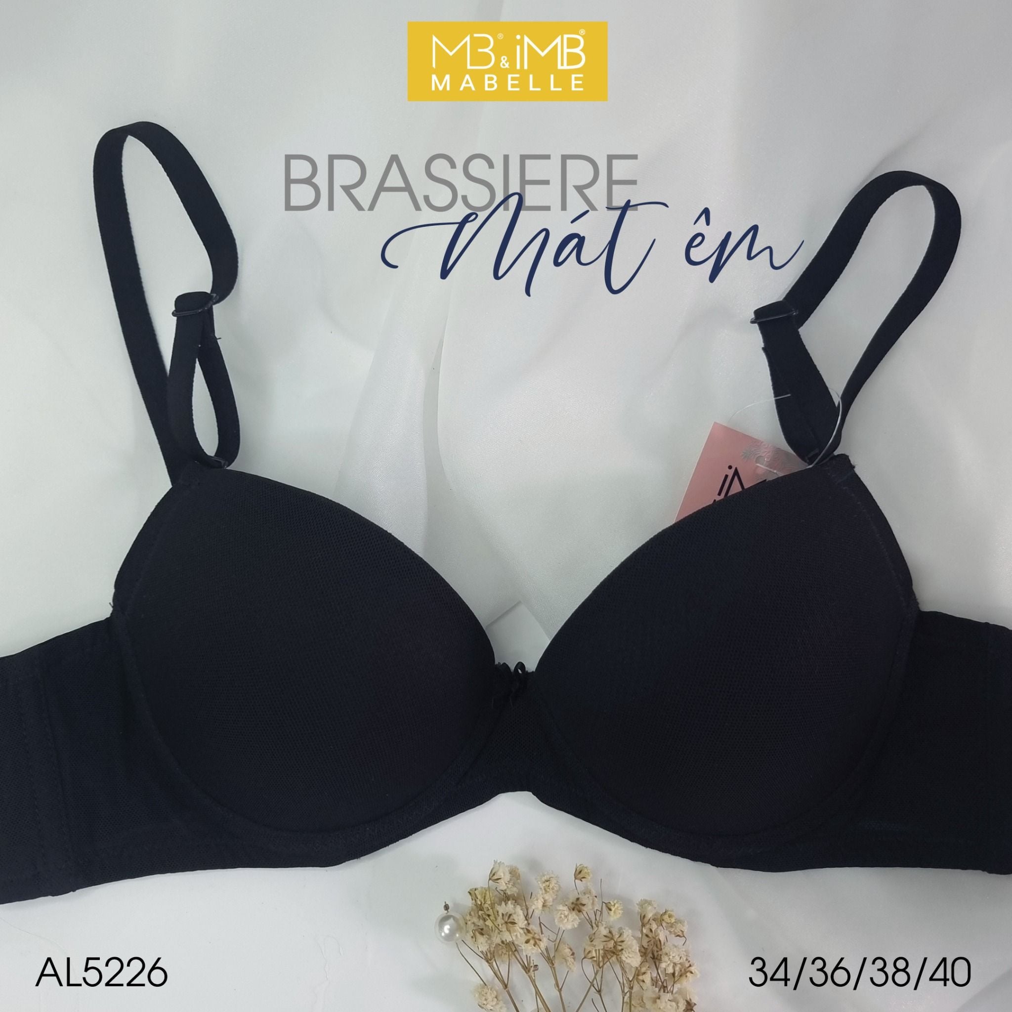 Áo ngực có gọng mút vừa lưng lưới 2 lớp MB 5226 2 móc