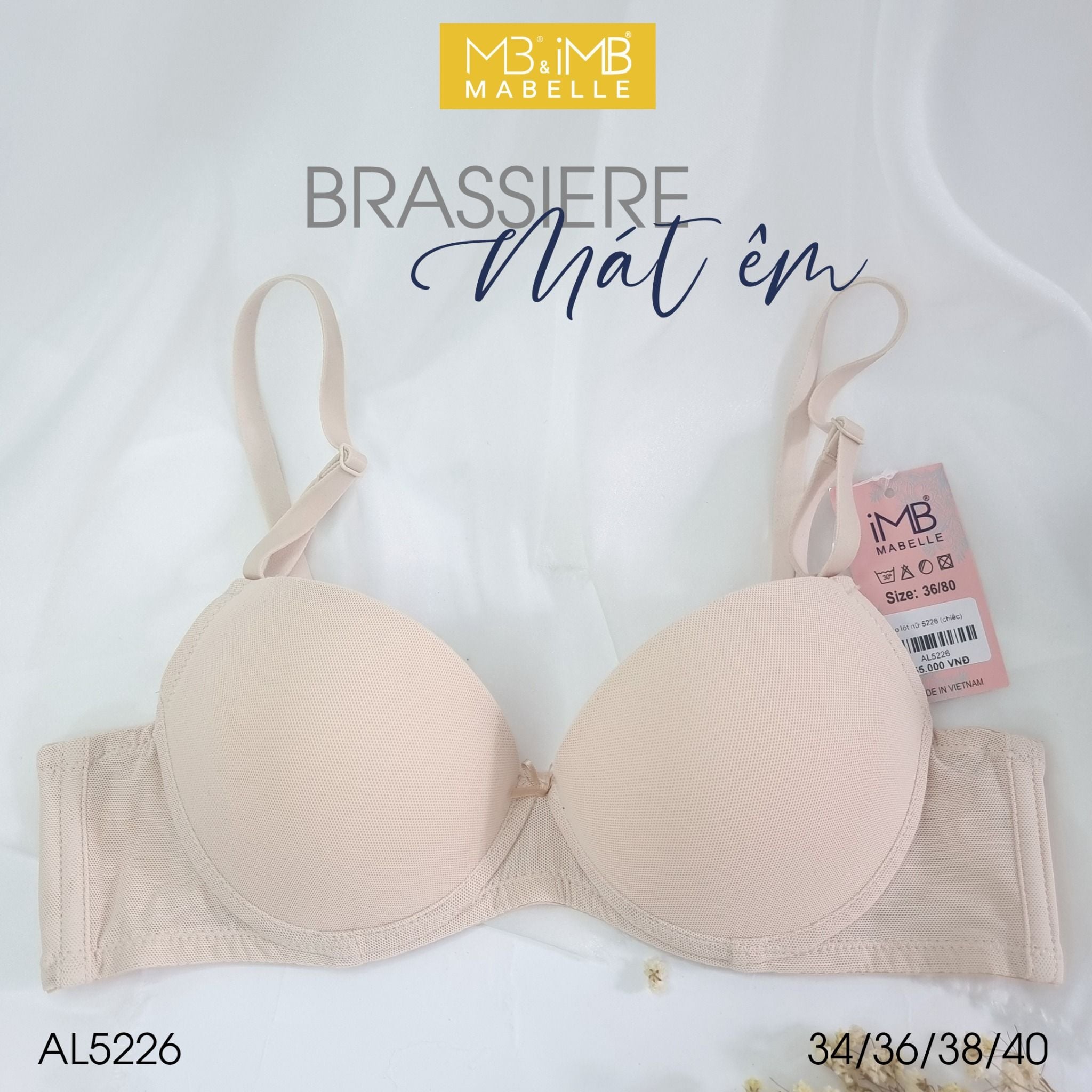 Áo ngực có gọng mút vừa lưng lưới 2 lớp MB 5226 2 móc