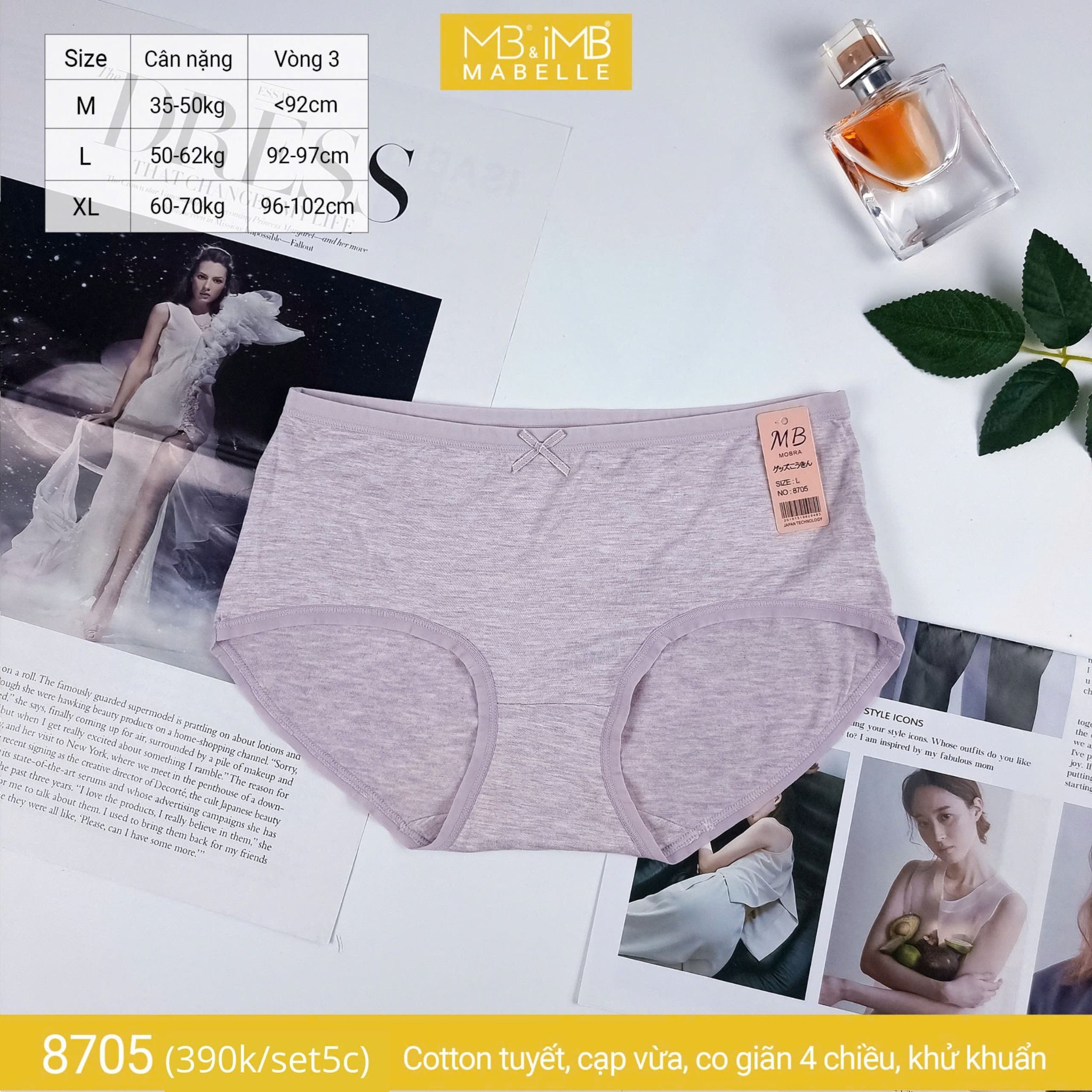 Quần lót khử khuẩn làm mát 8705 cạp vừa