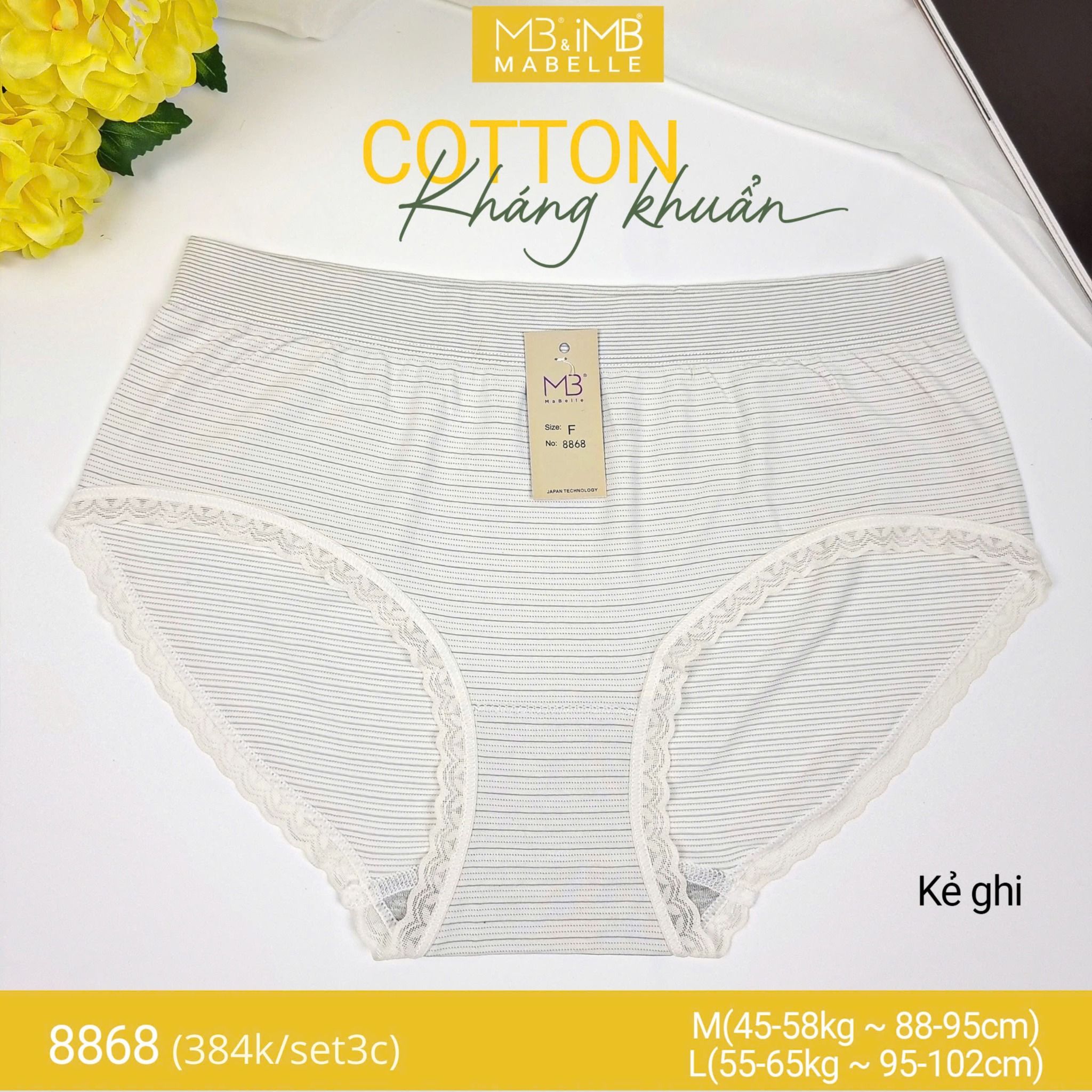 Quần lót kháng khuẩn dệt quốc dân MB 8868 cạp vừa