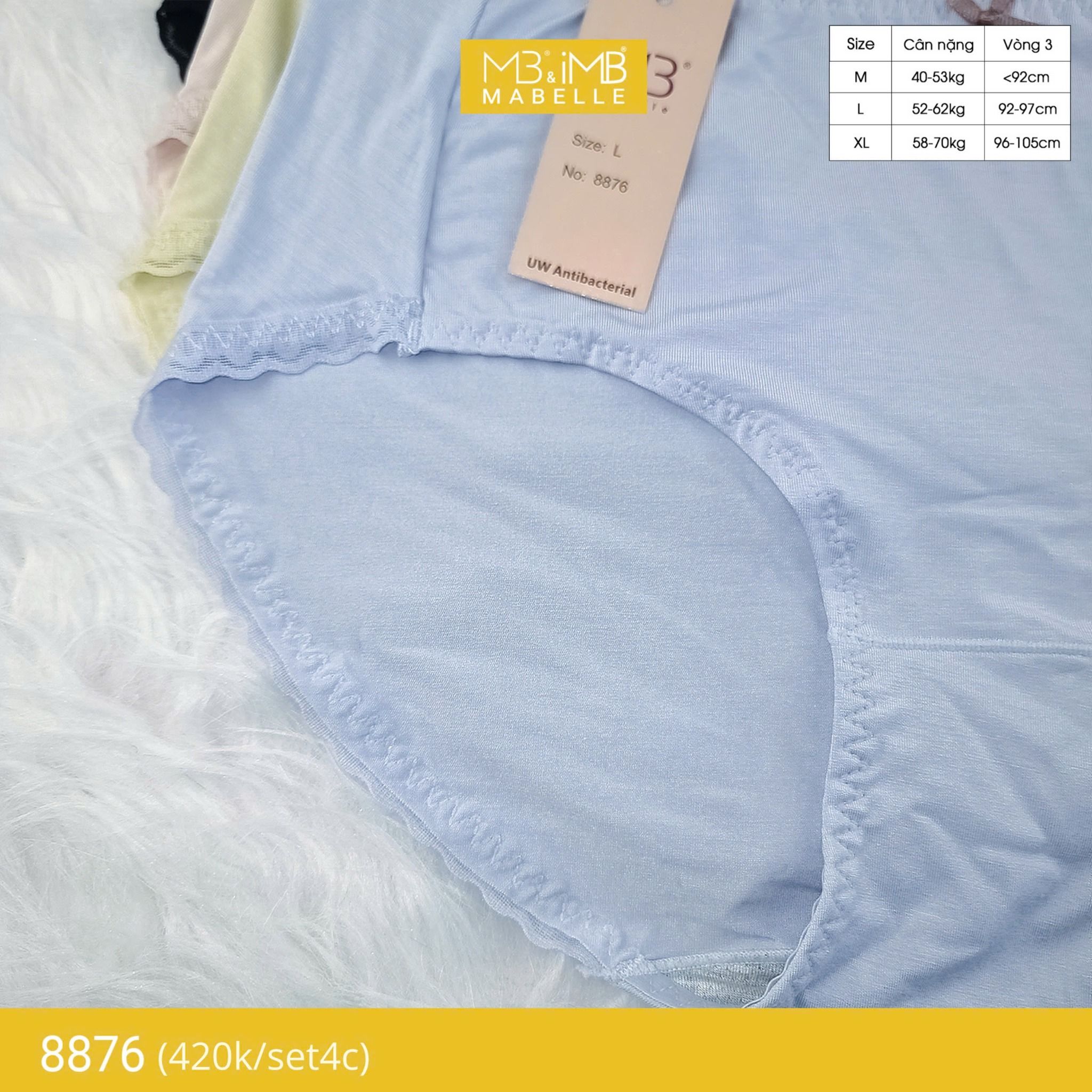 Quần lót nữ cotton kháng khuẩn MB 8876, cạp vừa chống hằn, chống xoắn