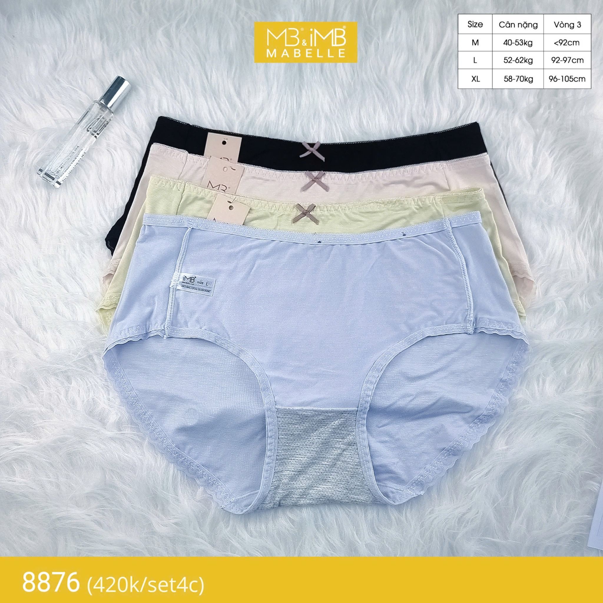 Quần lót nữ cotton kháng khuẩn MB 8876, cạp vừa chống hằn, chống xoắn