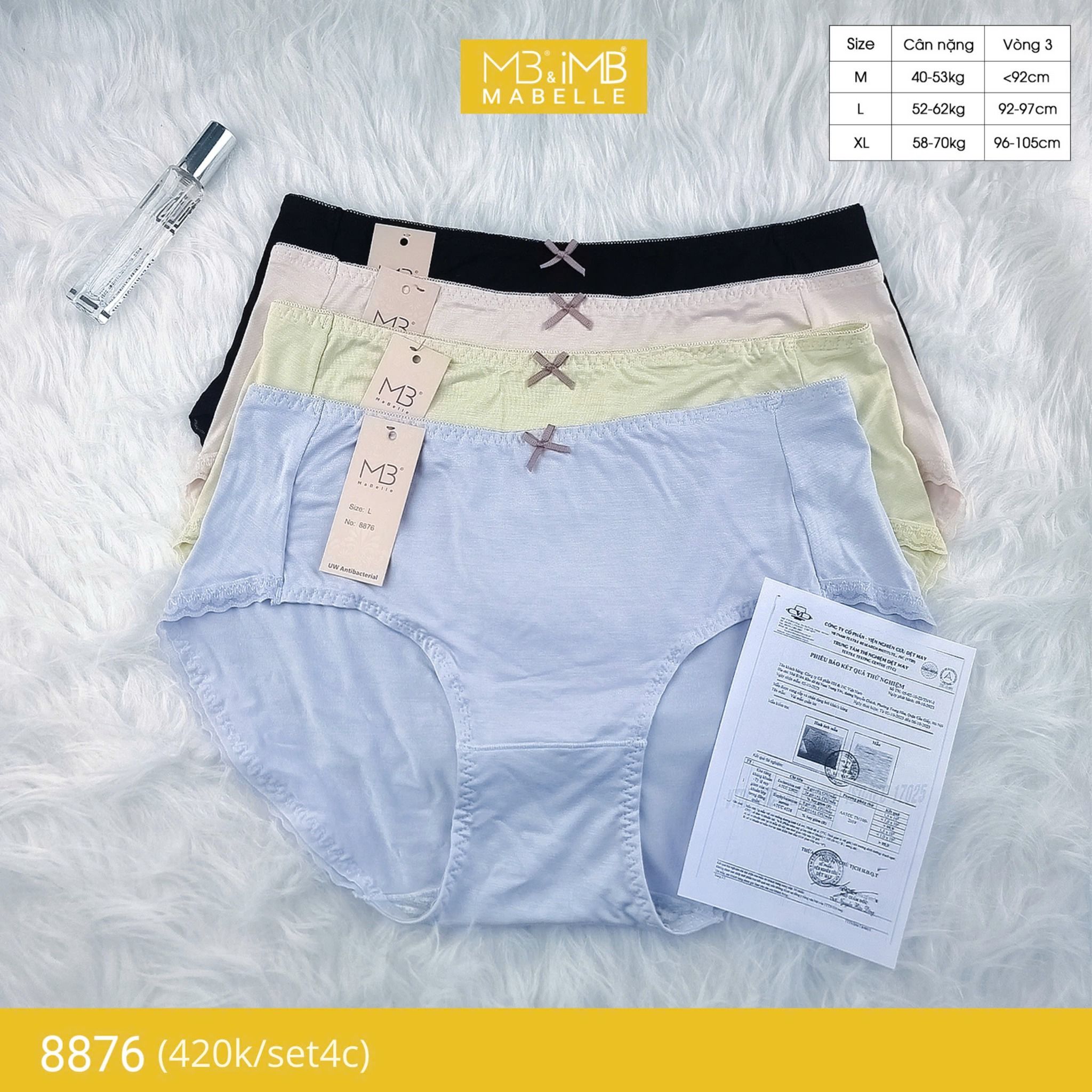 Quần lót nữ cotton kháng khuẩn MB 8876, cạp vừa chống hằn, chống xoắn