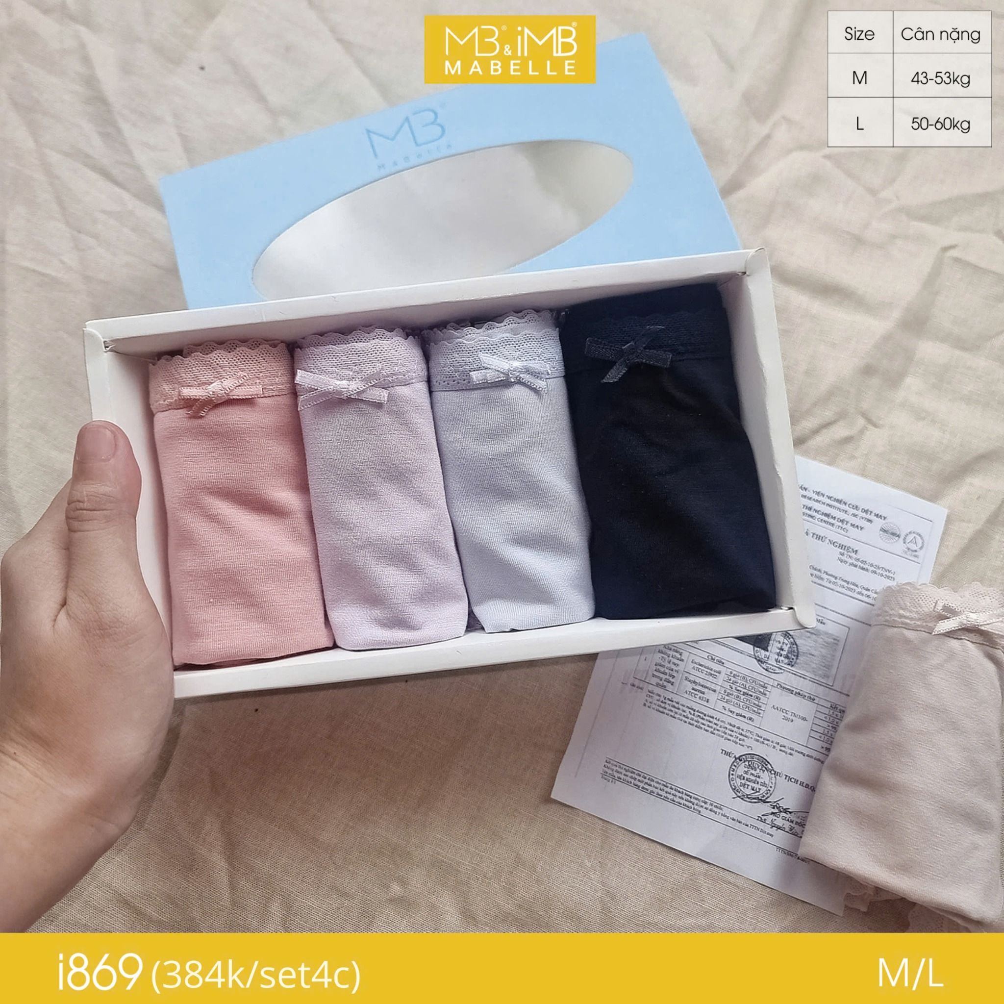 Quần lót kháng khuẩn cotton MB i869 cạp thấp