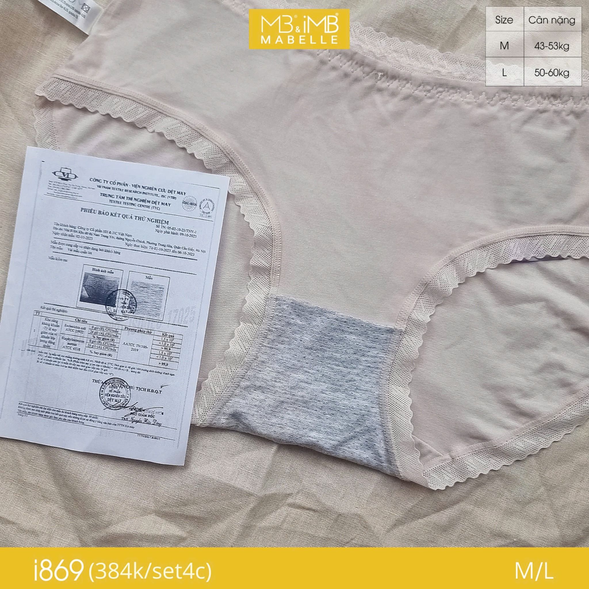 Quần lót kháng khuẩn cotton MB i869 cạp thấp