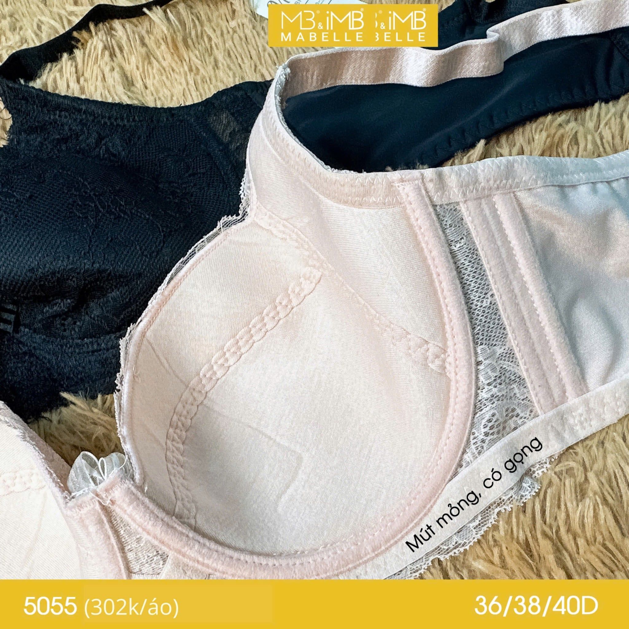 Áo ngực có gọng mút mỏng MB 5055 cup D quả ren