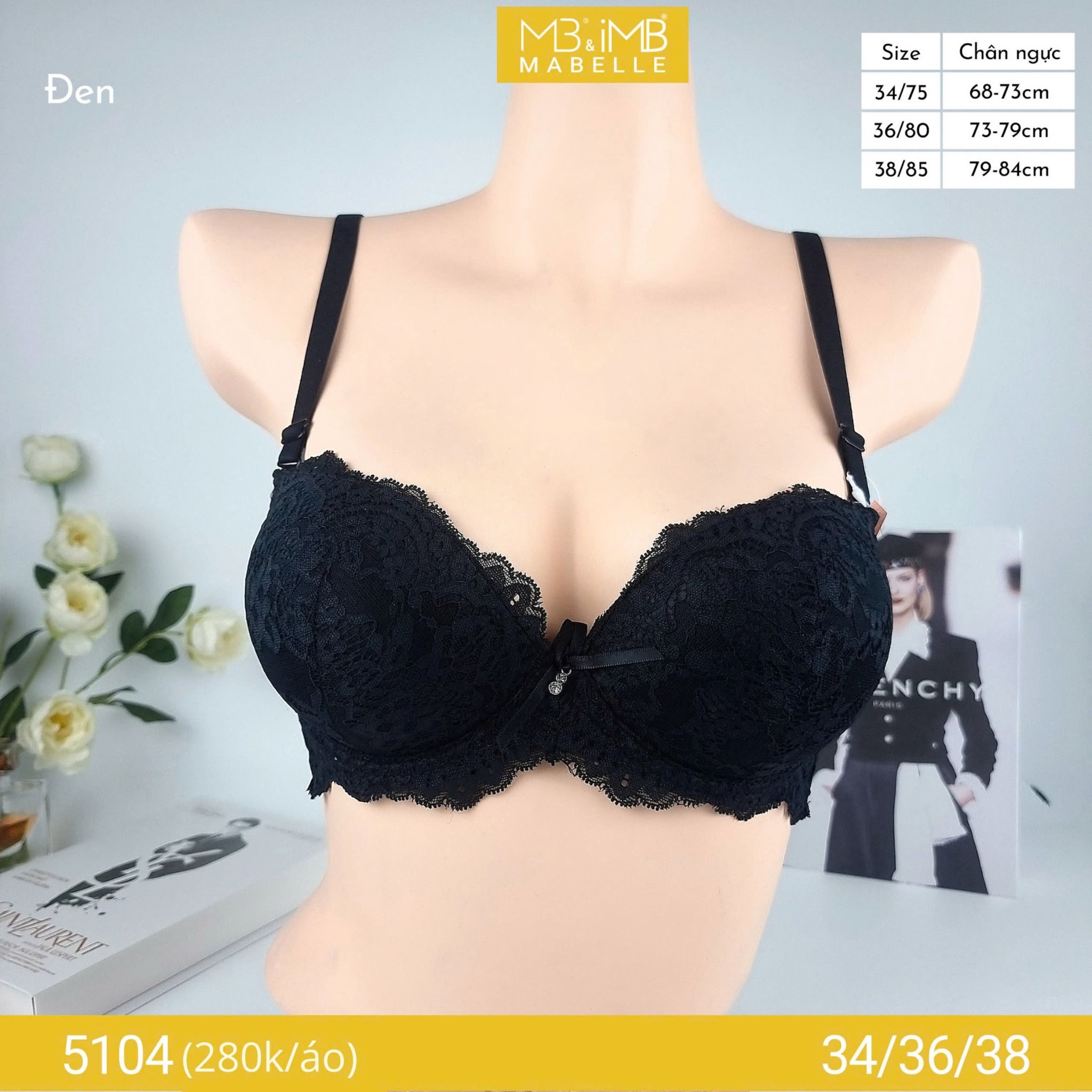 Áo ngực có gọng mềm mút dày 5104 ren quả