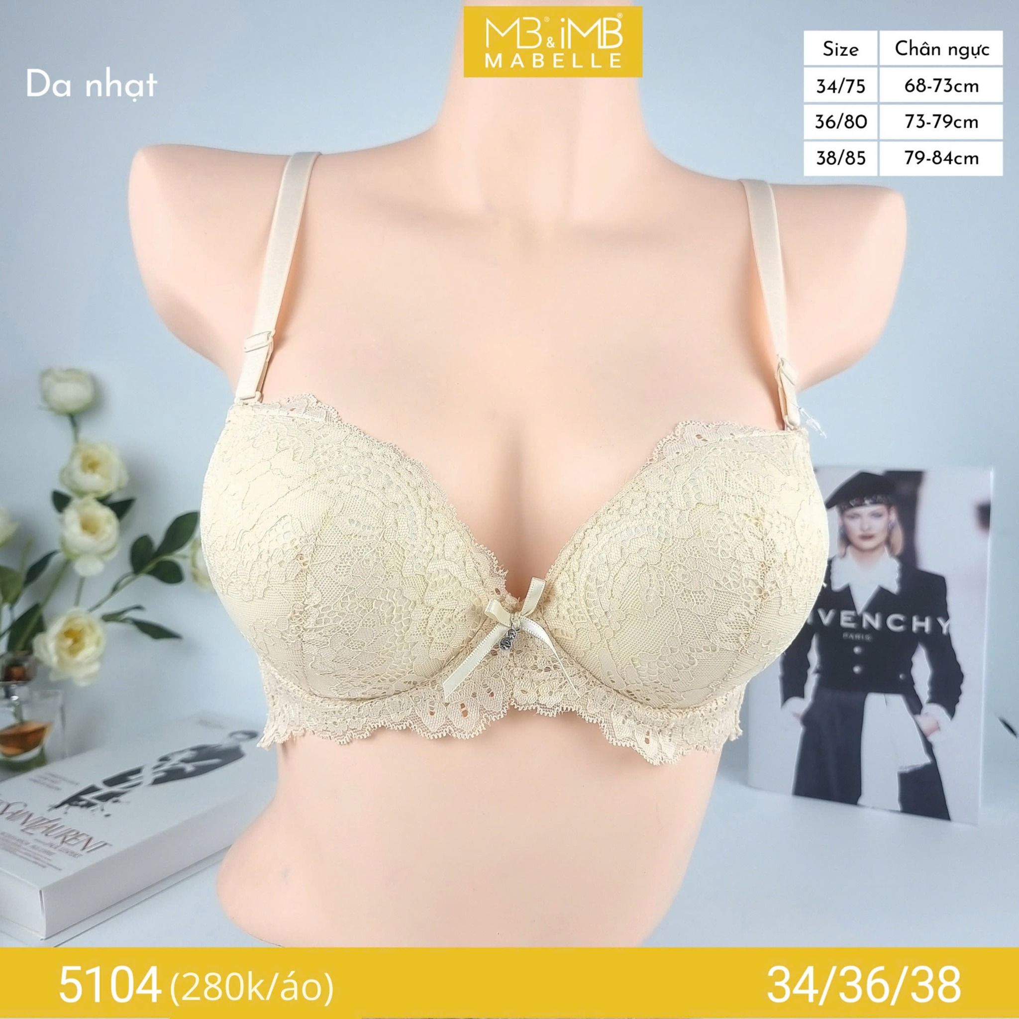 Áo ngực có gọng mềm mút dày 5104 ren quả