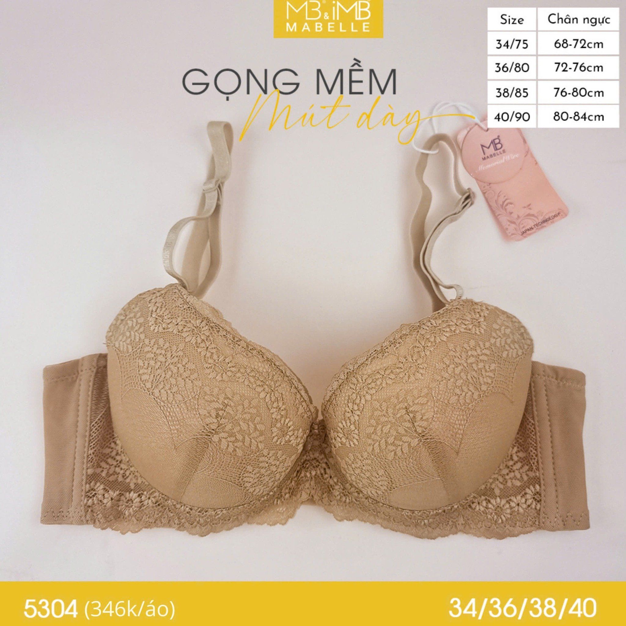 Áo ngực có gọng mềm mút dày MB 5304 bản lưng to 3 móc