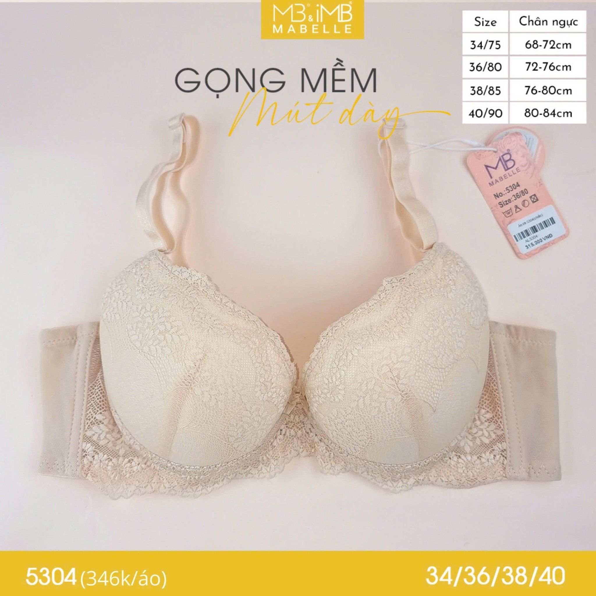 Áo ngực có gọng mềm mút dày MB 5304 bản lưng to 3 móc