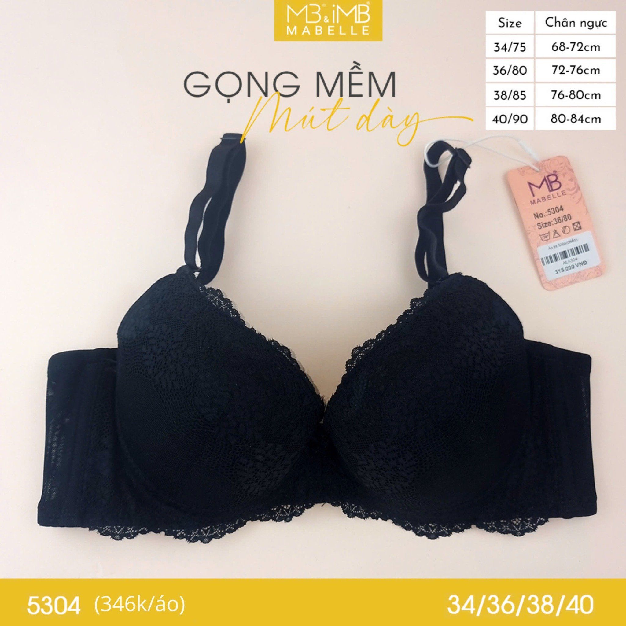 Áo ngực có gọng mềm mút dày MB 5304 bản lưng to 3 móc